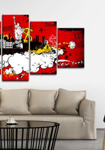 ARTGEIST billede, 5-delt - New York: comic - Flere strrelser