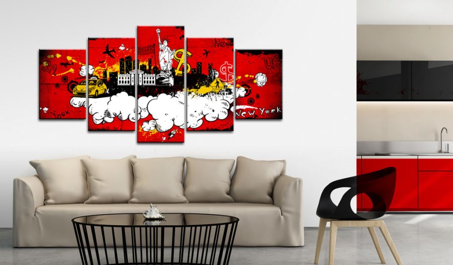 ARTGEIST billede, 5-delt - New York: comic - Flere strrelser