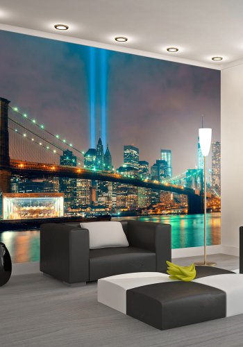 ARTGEIST - Fototapet med udsigt over New York og dens lys om natten - Flere strrelser