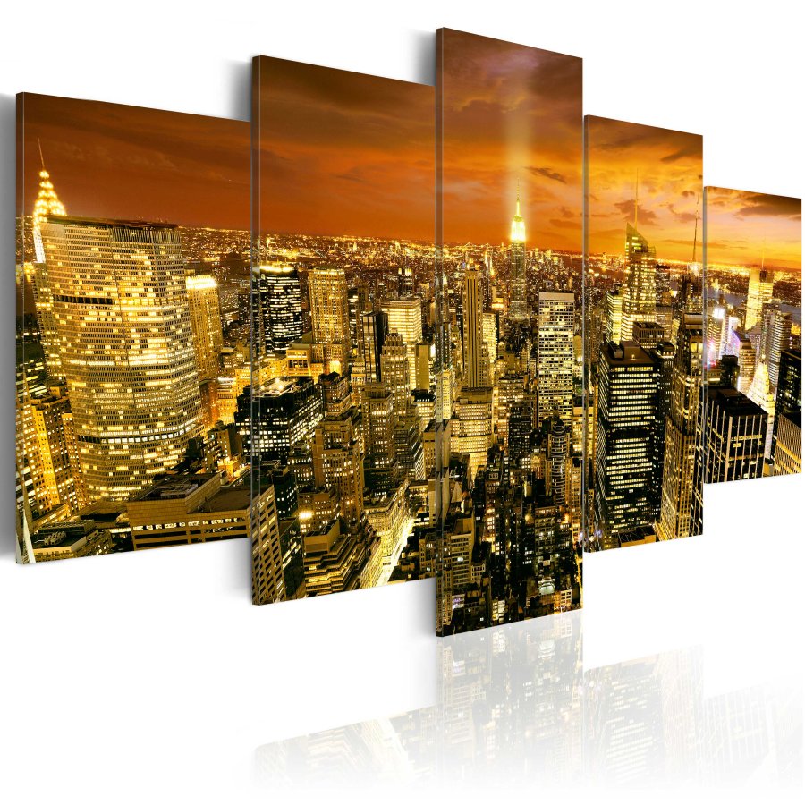 ARTGEIST billede, 5-delt - New York: amber - Flere strrelser