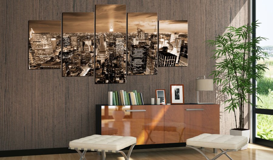 ARTGEIST billede, 5-delt - New York: night light - Flere strrelser