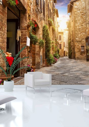ARTGEIST fototapet - Colourful Street in Tuscany, smuk gade i Toscana