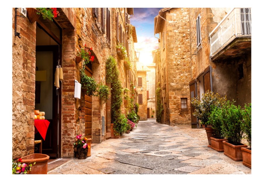 ARTGEIST fototapet - Colourful Street in Tuscany, smuk gade i Toscana
