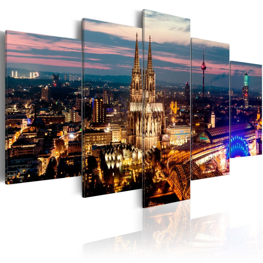 ARTGEIST billede, 5-delt - Koeln: Night Panorama - Flere Strrelser