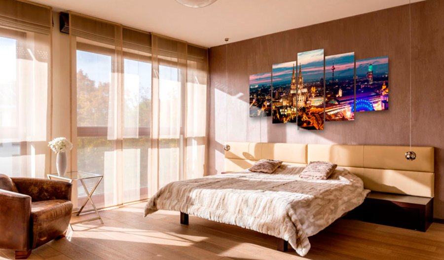ARTGEIST billede, 5-delt - Koeln: Night Panorama - Flere Strrelser