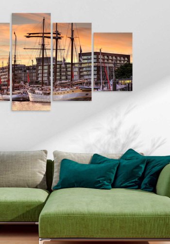 ARTGEIST billede, 5-delt - Port of Hamburg - Flere strrelser