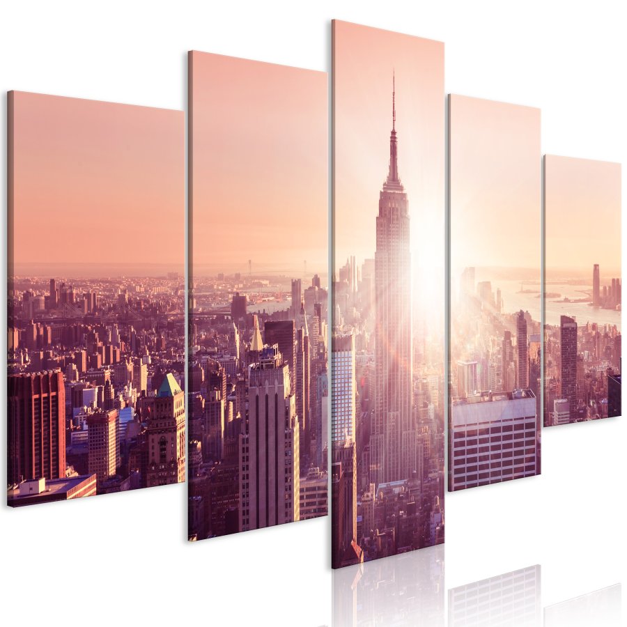 ARTGEIST billede, 5-delt - Sun over Manhattan Wide Orange - Flere strrelser