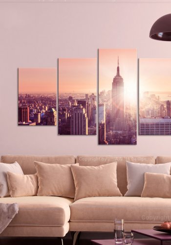 ARTGEIST billede, 5-delt - Sun over Manhattan Wide Orange - Flere strrelser