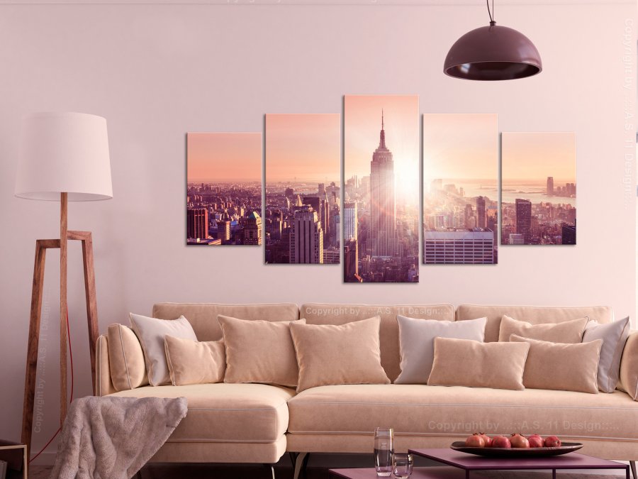 ARTGEIST billede, 5-delt - Sun over Manhattan Wide Orange - Flere strrelser