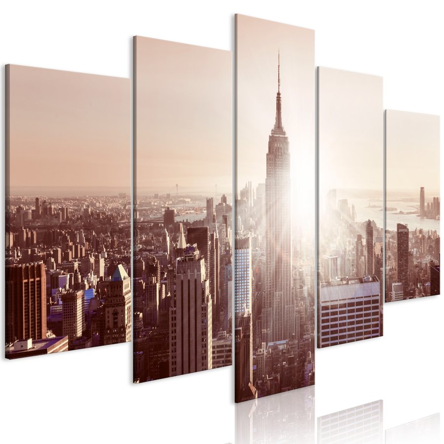 ARTGEIST billede, 5-delt - Sun over Manhattan Wide Brown - Flere strrelser