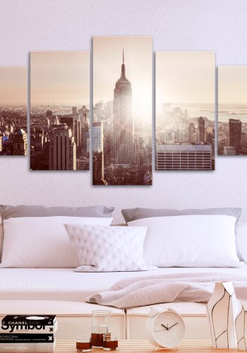 ARTGEIST billede, 5-delt - Sun over Manhattan Wide Brown - Flere strrelser