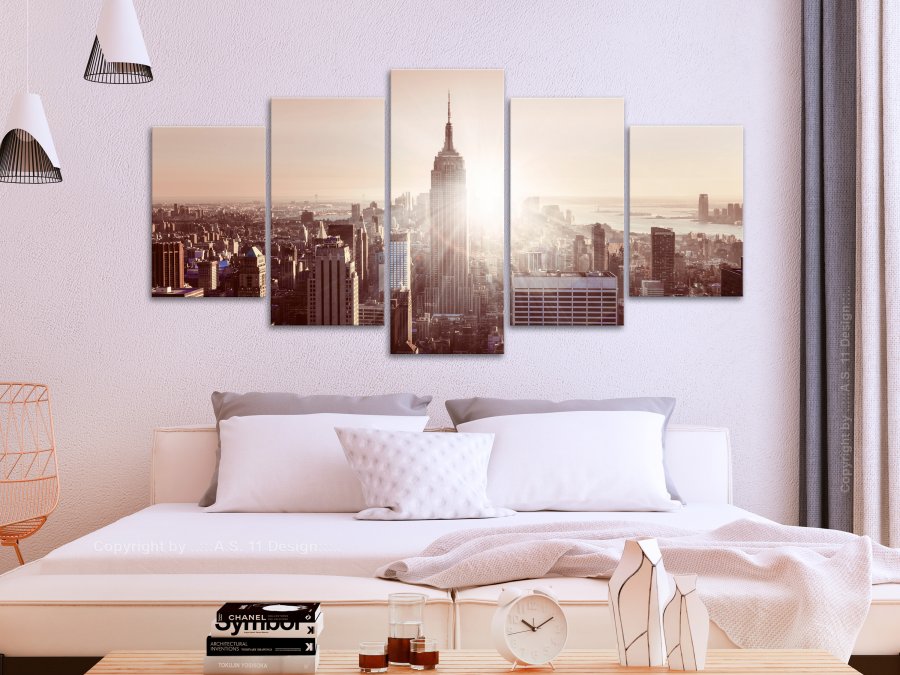 ARTGEIST billede, 5-delt - Sun over Manhattan Wide Brown - Flere strrelser