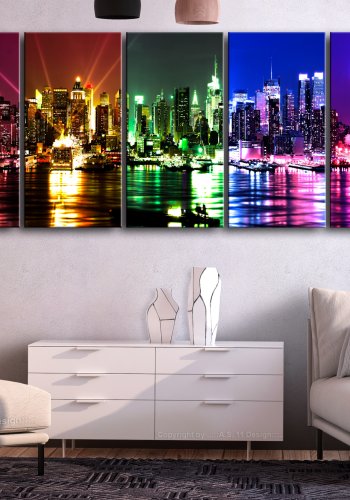 ARTGEIST billede i kork, 5-delt - Rainbow New York Narrow - Flere strrelser