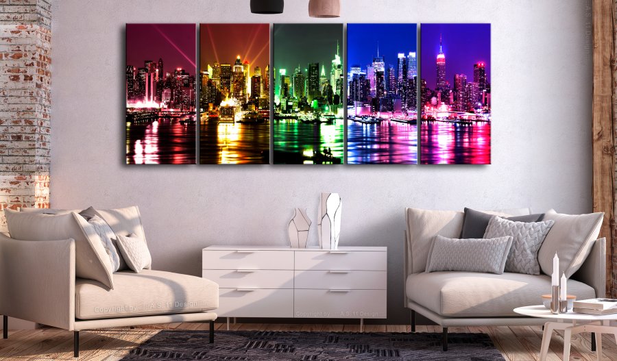 ARTGEIST billede i kork, 5-delt - Rainbow New York Narrow - Flere strrelser