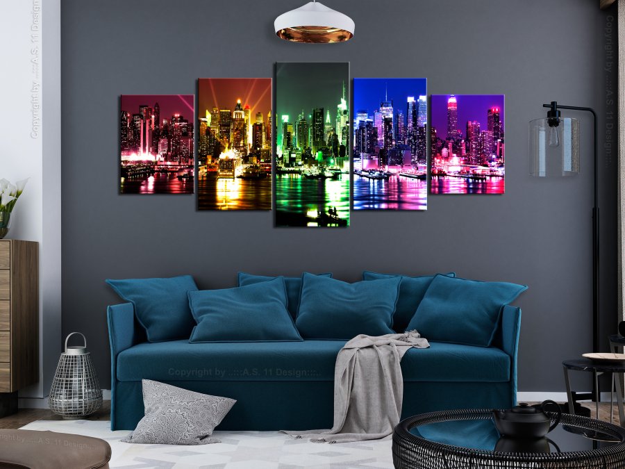 ARTGEIST billede i kork, 5-delt - Rainbow New York - Flere strrelser