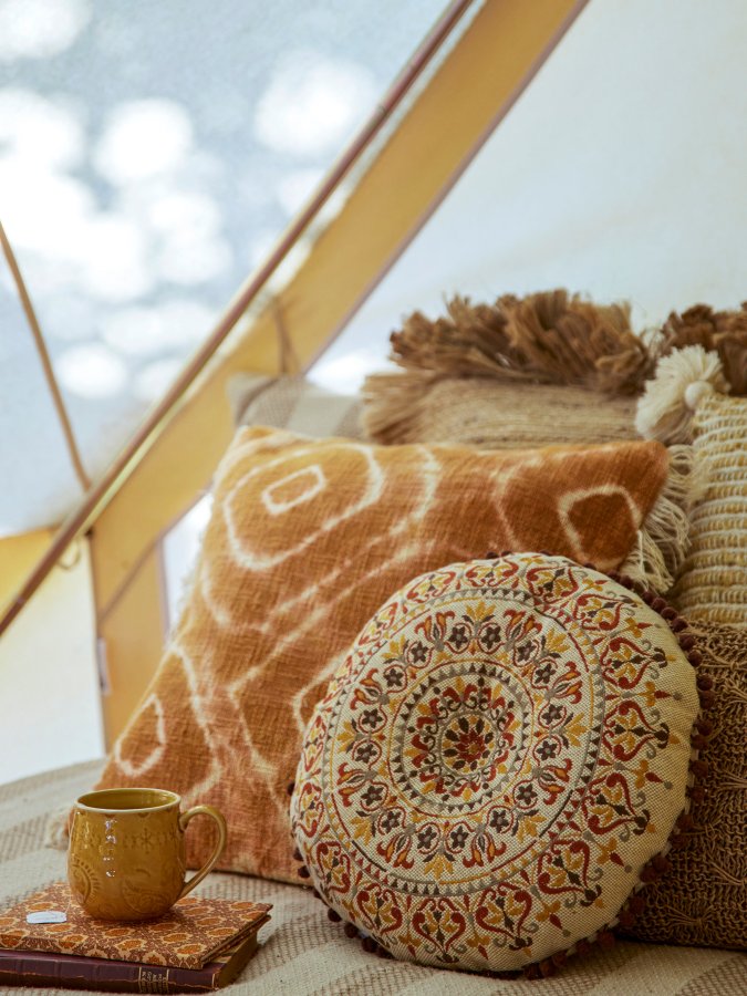 BLOOMINGVILLE Ester Pude, Orange, Bomuld W: 50cm, L: 50cm