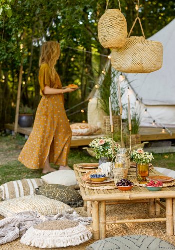 BLOOMINGVILLE Musu Lanterne m/Glas, Natur, Bambus