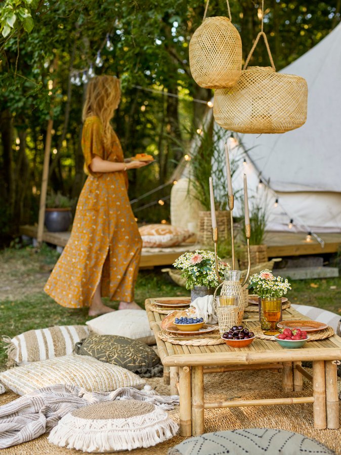 BLOOMINGVILLE Musu Lanterne m/Glas, Natur, Bambus