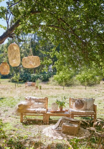 BLOOMINGVILLE Musu Lanterne m/Glas, Natur, Bambus