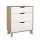 TVILUM Ikast Kommode 3 skuffer, Jackson Hickory / Hvid, 78,7 x 39,8 x 92,2 cm