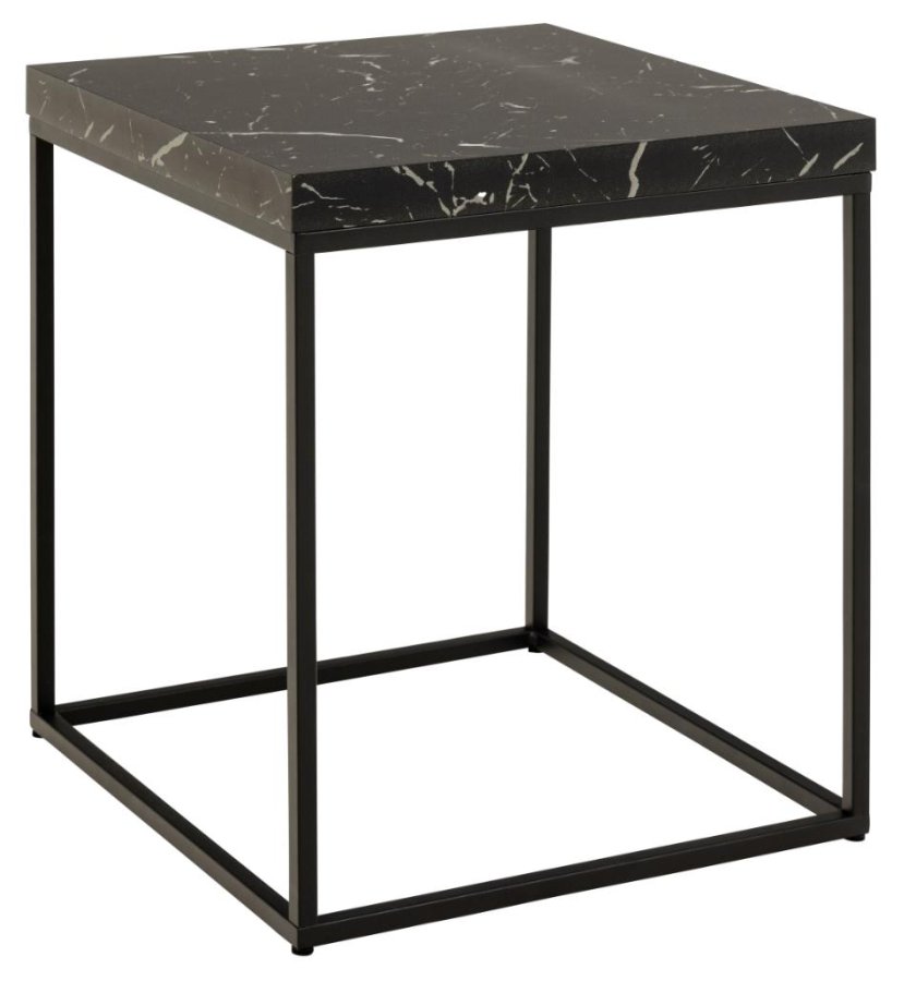 ACT NORDIC Barossa sofabord, kvadratisk - sort papir Marquina marmorlook og sort stl (40x40)