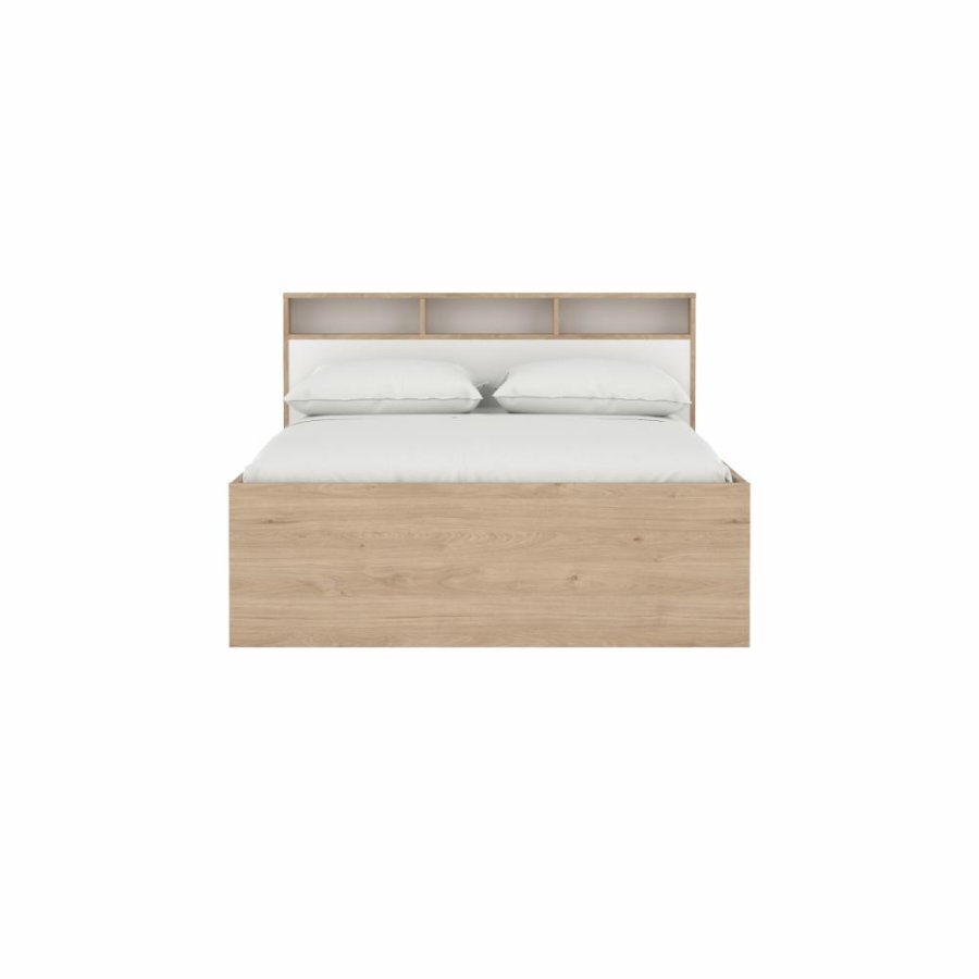 TVILUM Ikast Seng med 2 skuffer 140x190, Jackson Hickory/Hvid, 149,8 x 206 x 96,8 cm