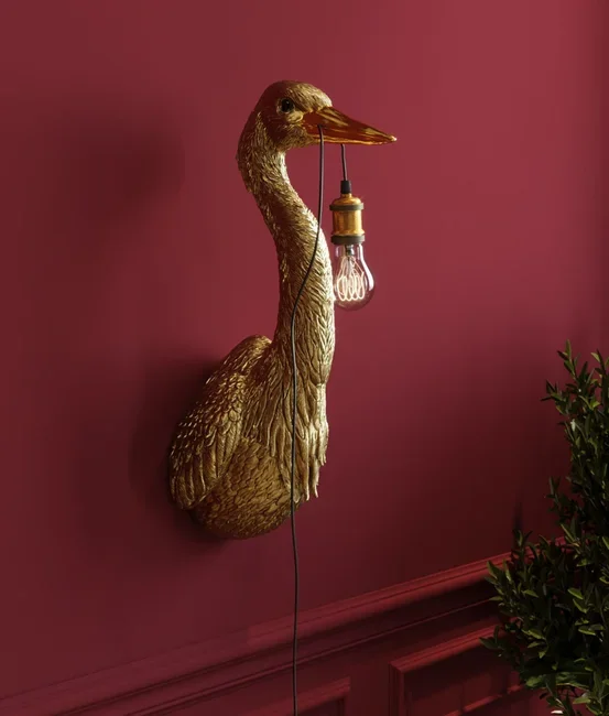 KARE DESIGN Animal Heron vglampe - guld polyresin og aluminium