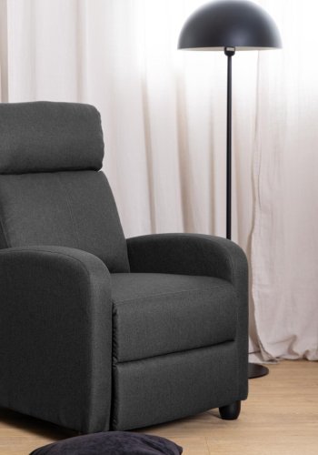 ACT NORDIC Siom recliner, manuel, armln, lomme, posefjedre - antracitgr stof og sort polypropylen