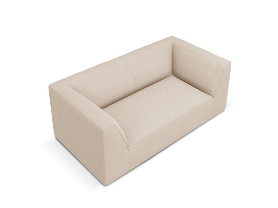 MICADONI Ruby sofa, 2 sder - beige stof og sort plast