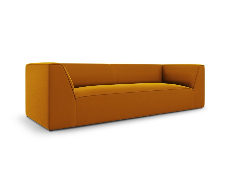 MICADONI Ruby sofa, 3 sder - gul fljl og sort plast