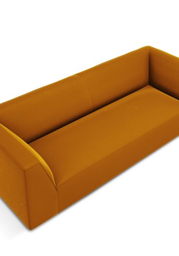 MICADONI Ruby sofa, 3 sder - gul fljl og sort plast
