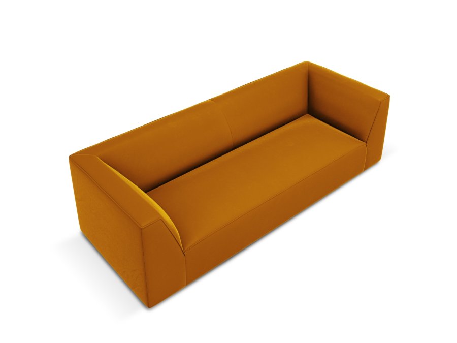 MICADONI Ruby sofa, 3 sder - gul fljl og sort plast