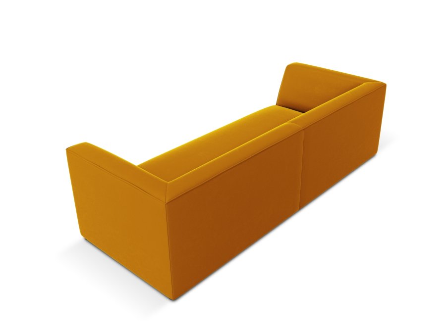 MICADONI Ruby sofa, 3 sder - gul fljl og sort plast