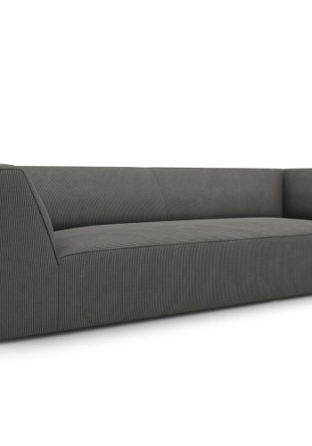 MICADONI Ruby sofa, 3 sder - gr corduroy fljl og sort plast