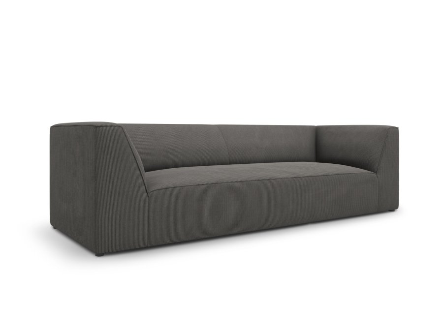 MICADONI Ruby sofa, 3 sder - gr corduroy fljl og sort plast