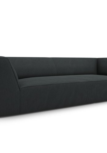 MICADONI Ruby sofa, 3 sder - sort corduroy fljl og sort plast
