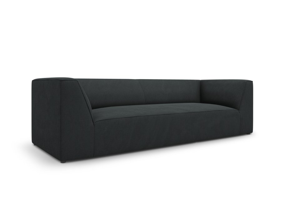 MICADONI Ruby sofa, 3 sder - sort corduroy fljl og sort plast