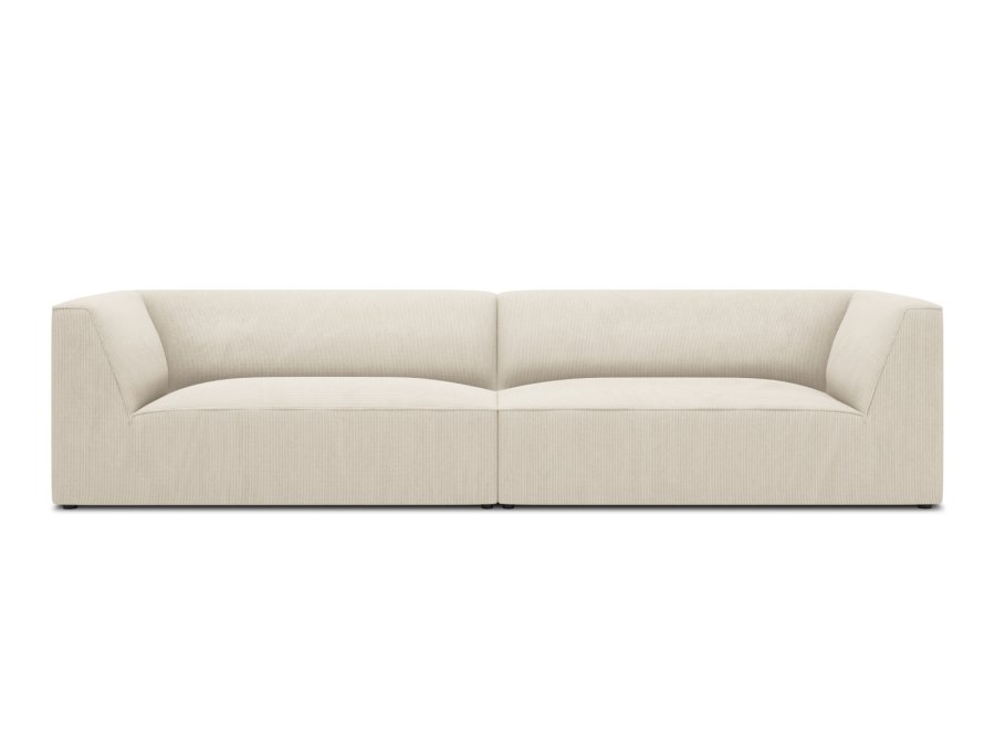 MICADONI Ruby sofa, 4 sder - beige corduroy stof og sort plast