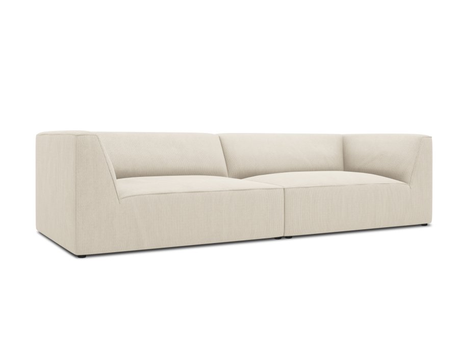 MICADONI Ruby sofa, 4 sder - beige corduroy stof og sort plast
