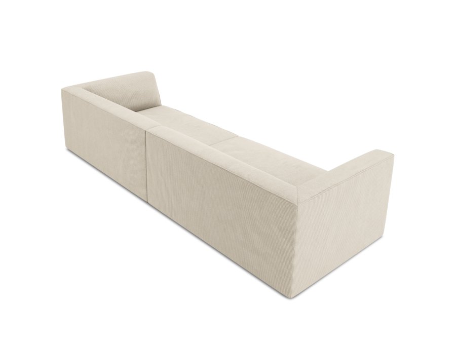 MICADONI Ruby sofa, 4 sder - beige corduroy stof og sort plast