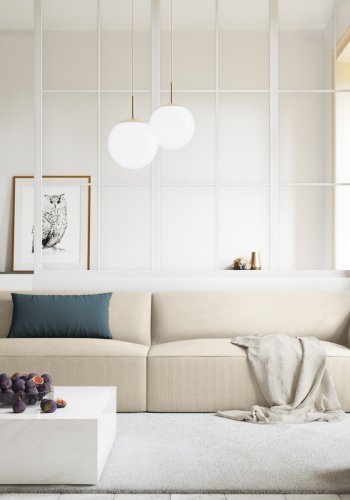 MICADONI Ruby sofa, 4 sder - beige corduroy stof og sort plast