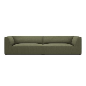 MICADONI Ruby sofa, 4 sder - grn corduroy stof og sort plast