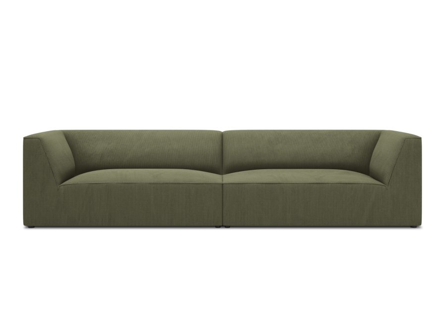 MICADONI Ruby sofa, 4 sder - grn corduroy stof og sort plast