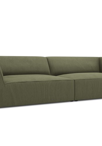 MICADONI Ruby sofa, 4 sder - grn corduroy stof og sort plast