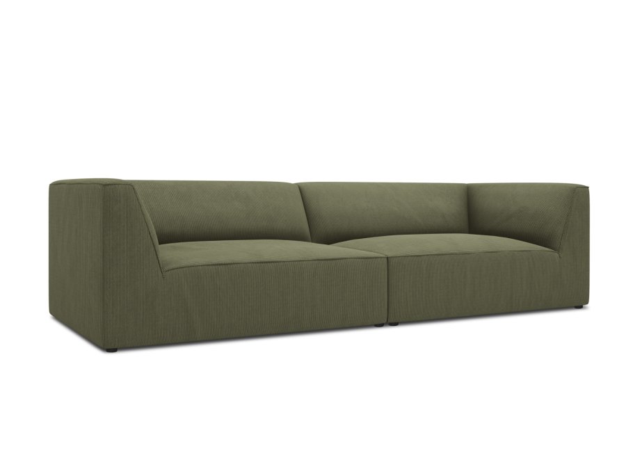MICADONI Ruby sofa, 4 sder - grn corduroy stof og sort plast