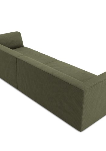 MICADONI Ruby sofa, 4 sder - grn corduroy stof og sort plast