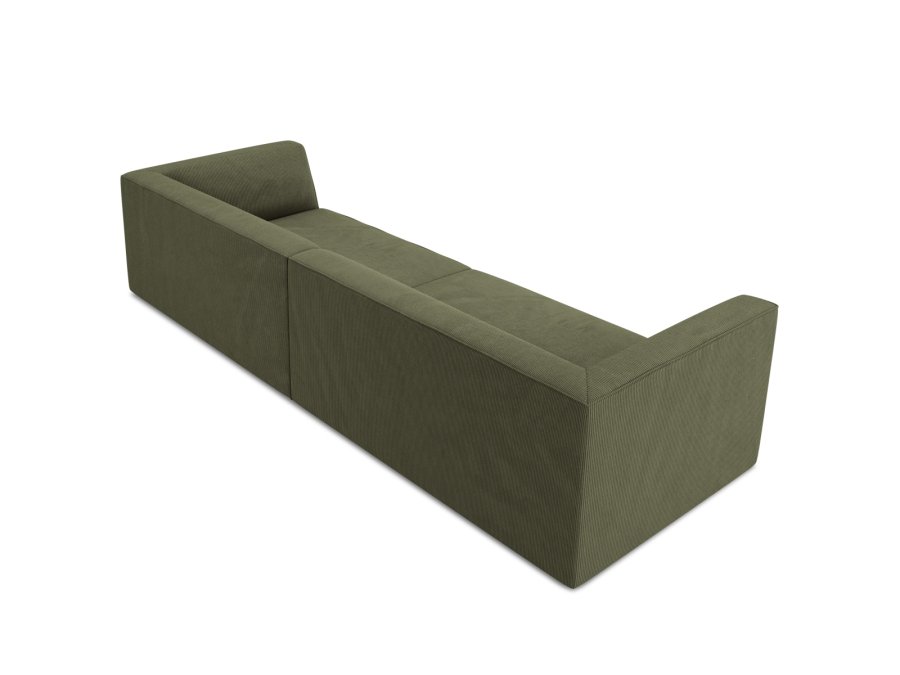 MICADONI Ruby sofa, 4 sder - grn corduroy stof og sort plast