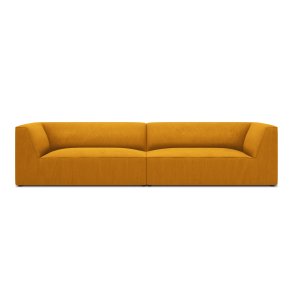 MICADONI Ruby sofa, 4 sder - gul corduroy stof og sort plast