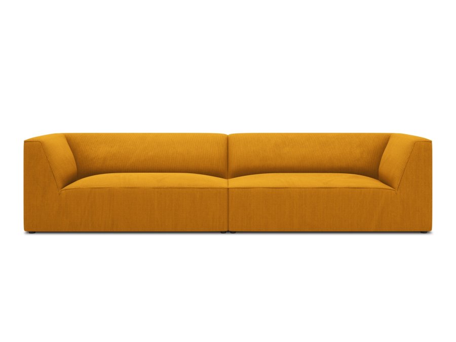 MICADONI Ruby sofa, 4 sder - gul corduroy stof og sort plast