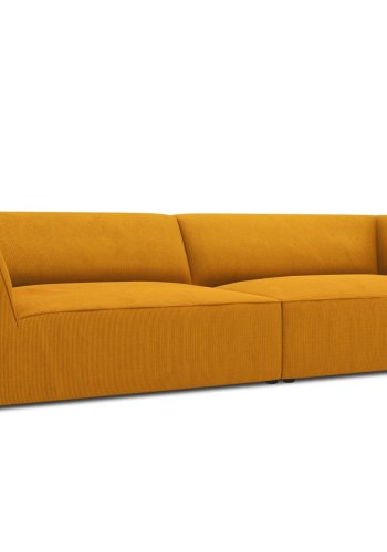 MICADONI Ruby sofa, 4 sder - gul corduroy stof og sort plast